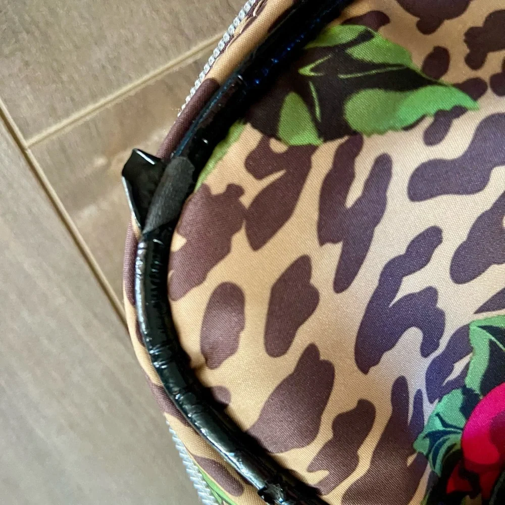 Vintage Betsey Johnson IPad, Laptop Padded Leopard and Roses Case Bag ,15” x 13